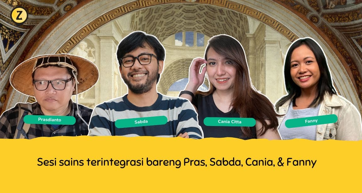 sains terintegrasi di live class zenius bersama pras, sabda, cania citta, dan fanny