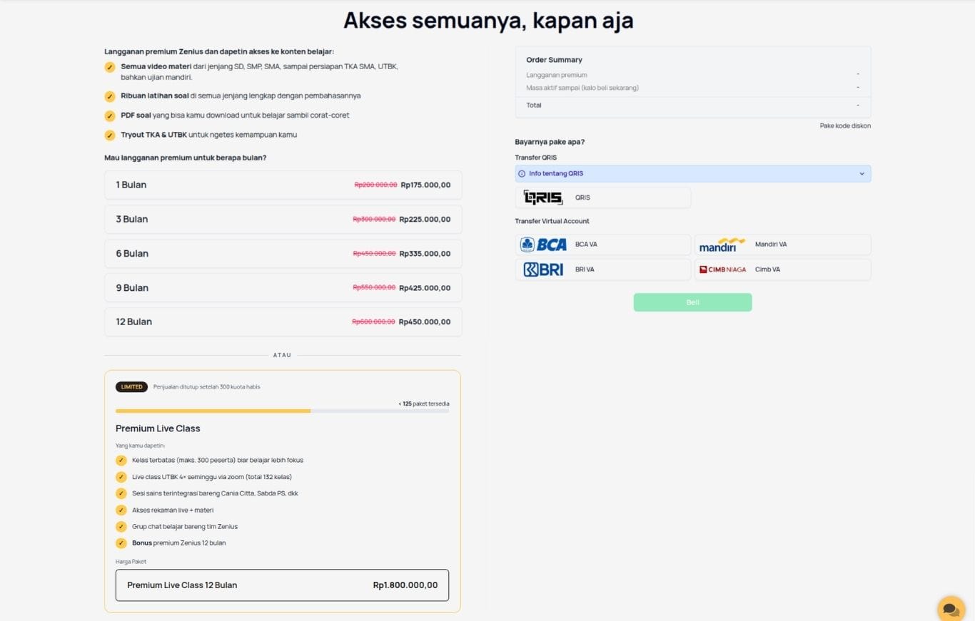 Kunjungi halaman berlangganan untuk membeli paket Zenius