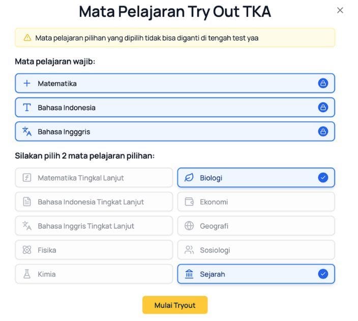 pilihan mata pelajaran tka sma